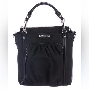 MZ Wallace Charli Bedford Black Nylon Tote With Leather Trim